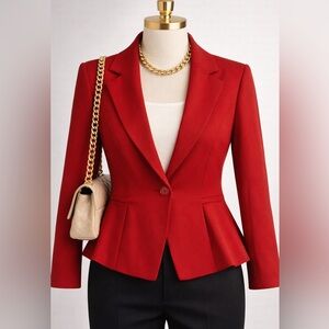 White House Black Market Red Peplum Blazer Jacket - Women